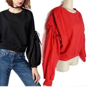 Kenzie jeans ballon ruched sleeve sweater